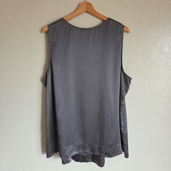 J.Jill 100% Silk Pleated Ruffled Sleeveless Blouse Top Grey/Silver Size 2X Plus - Picture 6 of 10